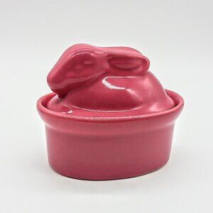 BIA Pink Ceramic Bunny Rabbit Covered Baker NWT